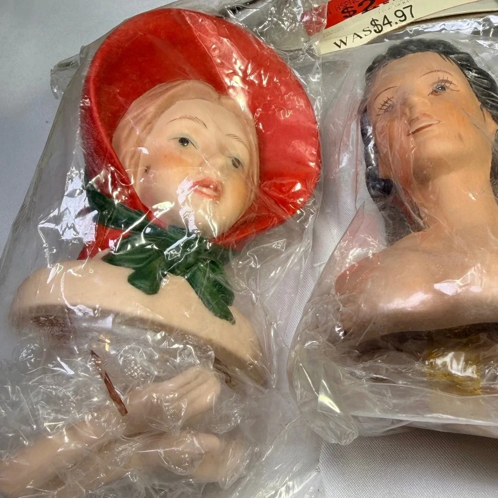 Vintage Mangelsen's Porcelain Doll Head and Hands Set Lot 3 1993 Caroler 70-80mm